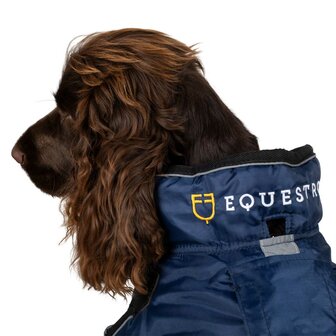 DOG COAT WITH REFLECTIVE PIPING EQUESTRO kleur NAVY